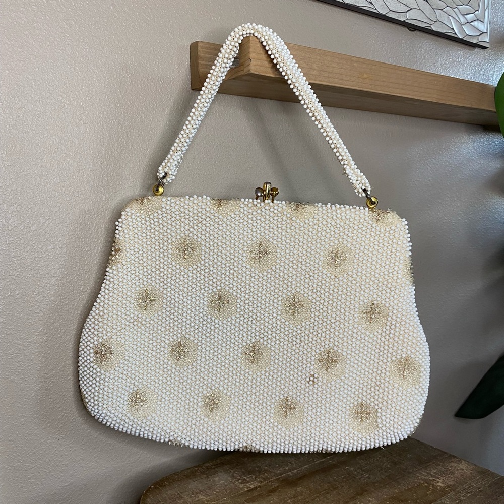 Vintage Corde Beads Dual Clasp Beaded Handbag